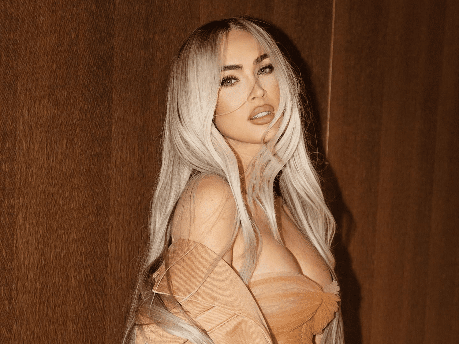 Megan Fox with a messy bun hairstyle