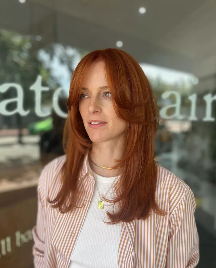 Face Framing Layers and Curtain Bang Combo