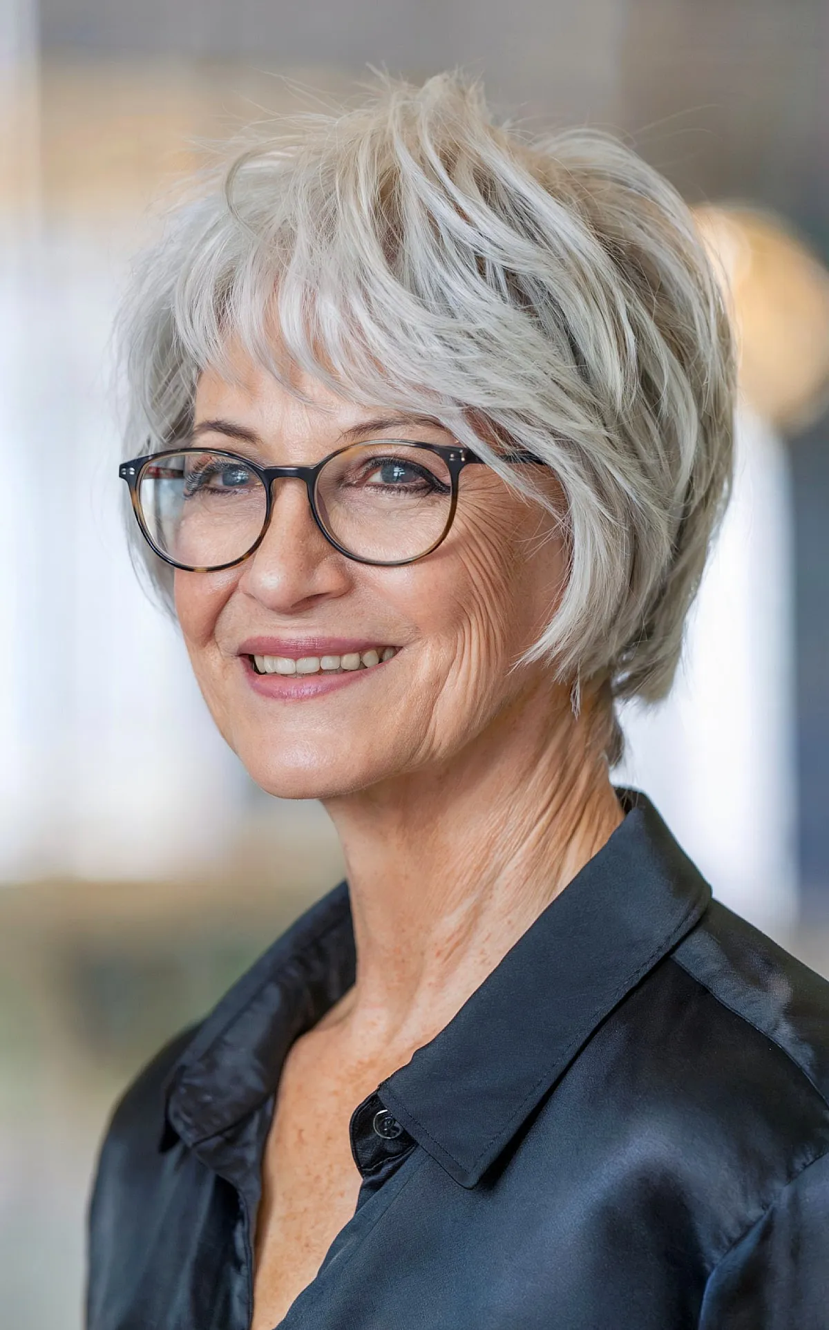 Feathered Choppy Haircut for Women Turning 60